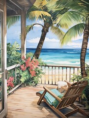 Tropical Beach Bliss: Vibrant Artwork for Your Sunroom or Patio