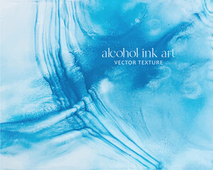 Blue and turquoise hand painted abstract backgrounds and textures alcohol ink art. - 696761372