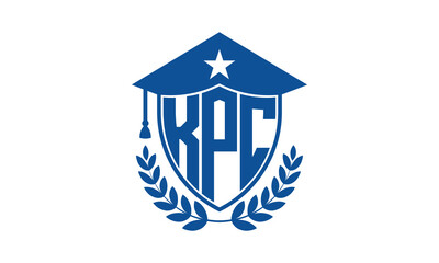 KPC three letter iconic academic logo design vector template. monogram, abstract, school, college, university, graduation cap symbol logo, shield, model, institute, educational, coaching canter, tech	