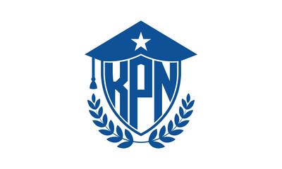 KPN three letter iconic academic logo design vector template. monogram, abstract, school, college, university, graduation cap symbol logo, shield, model, institute, educational, coaching canter, tech	