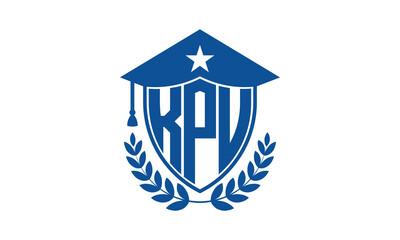KPU three letter iconic academic logo design vector template. monogram, abstract, school, college, university, graduation cap symbol logo, shield, model, institute, educational, coaching canter, tech	