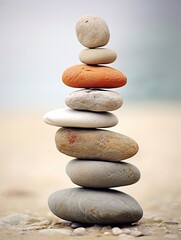 Fototapeta na wymiar Zen Stones: Balancing Serene Peace for Meditation Spaces