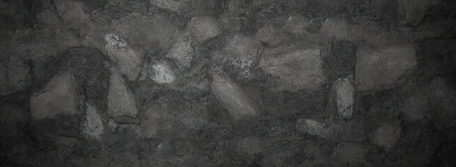 Close up of abstract dark gray stone texture with high resolution photo. grunge stone texture. Gray Cement and Concrete texture. wide panorama banner - obrazy, fototapety, plakaty