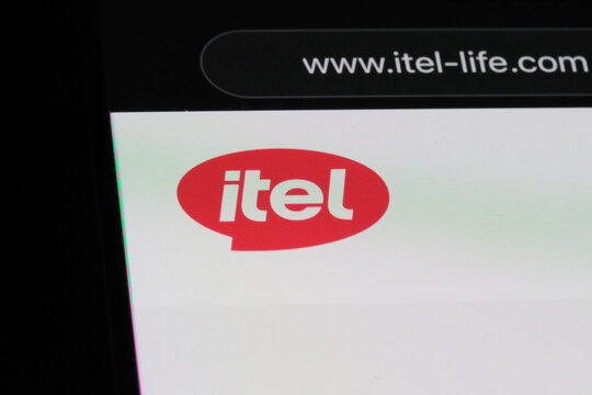 Shanghai,China-Dec. 21st 2023: Itel Mobile brand logo on official website. Mobile phone manufacturer company founded by Transsion Holdings
