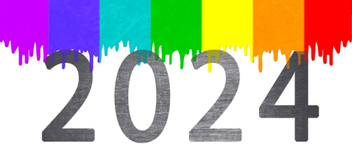 Paint dripping over the year 2024