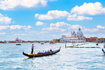 Grand canal with Santa Maria della Salute basilica in Venice Italy - obrazy, fototapety, plakaty
