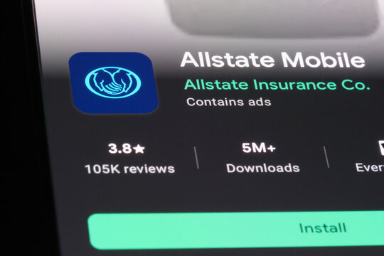 Shanghai,China-Dec. 21st 2023: Allstate insurance app icon and company brand logo
