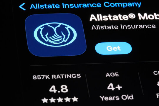 Shanghai,China-Dec. 21st 2023: Allstate insurance app icon and company brand logo