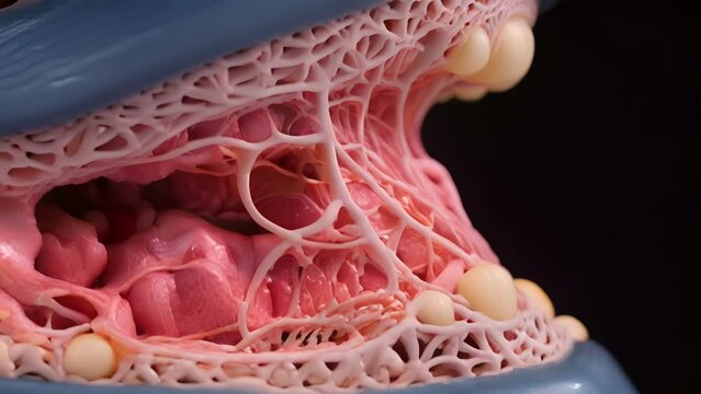 A closeup of the tongue and olfactory receptors, demonstrating the complex and intricate relationship between taste and smell in creating the overall flavor experience.