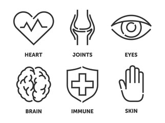 Nutrient supplements - bold line icons set