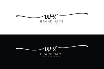 Wx initial handwritten signature logo design