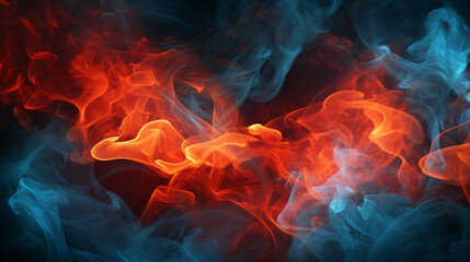 Winter and fire mystery smoke background