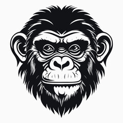 Fototapeta premium monkey vector logo simple realistic nature primate africa gorilla marmoset chimpanzee art drawing illustration wild animal 