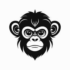 Fototapeta premium monkey vector logo simple realistic nature primate africa gorilla marmoset chimpanzee art drawing illustration wild animal 