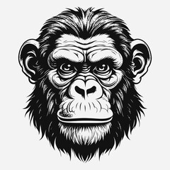 Fototapeta premium monkey vector logo simple realistic nature primate africa gorilla marmoset chimpanzee art drawing illustration wild animal 