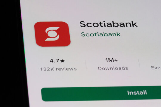 Shanghai,China-Dec.21st 2023: Scotiabank (Bank of Nova Scotia) app icon and company brand logo