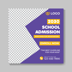 School admission education social media post design modern back to school web banner template