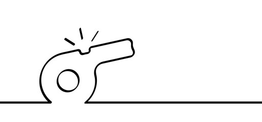 Cartoon referee whistle. Sports whistle. sport game, referee sign. Whistle signal to players. Police whistle. Trainer or coach sign.