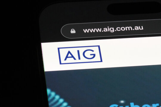 Shanghai,China-Dec.21st 2023: American International Group, Inc. (AIG) company brand logo on official website
