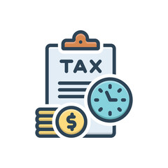 Color illustration icon for tax - obrazy, fototapety, plakaty