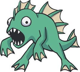 halloween water monster doodle handrawn vector drawing