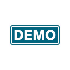 Demo blue sign icon isolated on transparent background