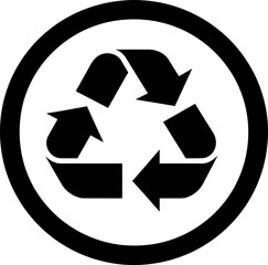 Recycle sign icon silhouette in black color. Vector template design for laser cutting wall art.