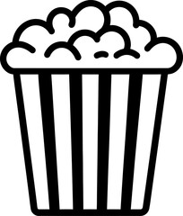 Popcorn cinema silhouette icon in black color. Vector template for laser cutting wall art.
