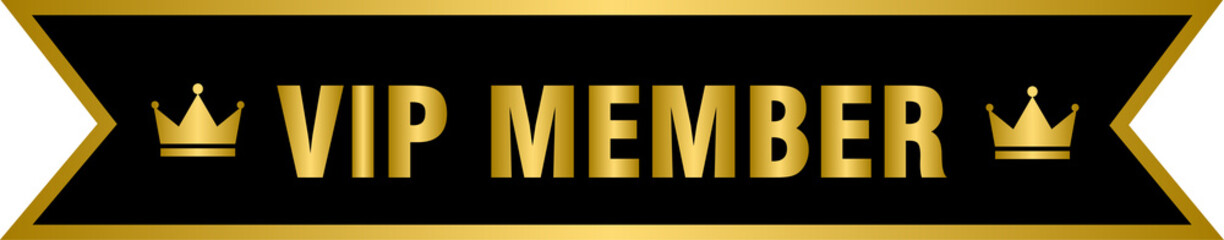 Set of VIP golden badge and label, golden VIP membership
