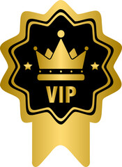 Set of VIP golden badge and label, golden VIP membership