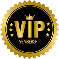 Set of VIP golden badge and label, golden VIP membership