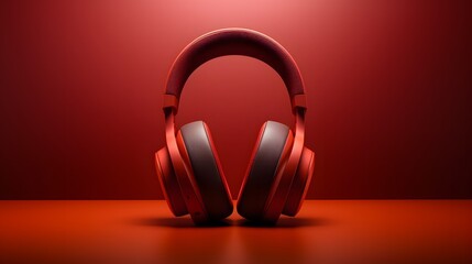 Fototapeta na wymiar Fashionable Red Headphones in a Modern Design