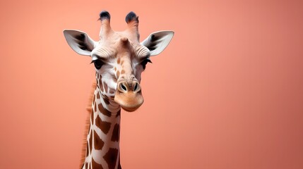 Obraz premium Peachy Portrait: Giraffe Against Soft Background