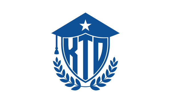 KTO three letter iconic academic logo design vector template. monogram, abstract, school, college, university, graduation cap symbol logo, shield, model, institute, educational, coaching canter, tech	