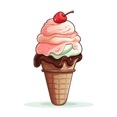 ice, cream, cone, ice cream, dessert, cold, food, icecream, sweet, isolated, ice-cream, chocolate, white, vanilla, summer, frozen, strawberry, wafer, vector, pink, waffle, delicious, sugar, milk, crea