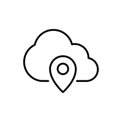 Cloud location outline icons, minimalist vector illustration ,simple transparent graphic element .Isolated on white background