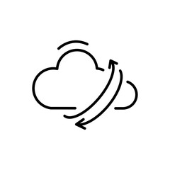 Cloud shrink outline icons, minimalist vector illustration ,simple transparent graphic element .Isolated on white background