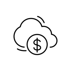 Dollar cloud outline icons, minimalist vector illustration ,simple transparent graphic element .Isolated on white background