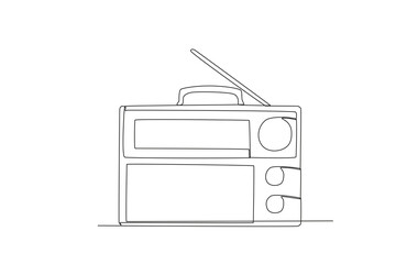 Single continuous line drawing of Vintage radio. Vintage item concept one line draw design graphic vector illustration
