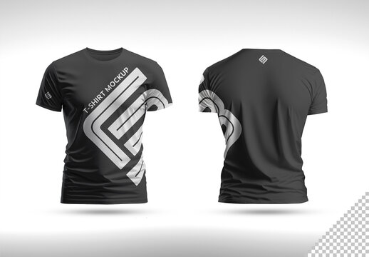 Front and Back View of Two Isolated T-shirts Mockup. Preview Uses Generative AI