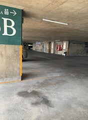 B floor car parking building with cement building pillars