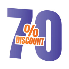 70 percent discount deal icon, 70% special offer discount vector, 70 percent sale price reduction offer, Friday shopping sale discount percentage design
