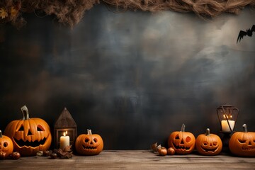 Festive Halloween mockup background. Dark spider. Generate Ai