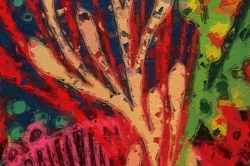 Oil painting and various beautiful flower illustrations for weddings, chrysanthemums and birds