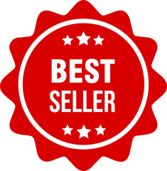 Best seller red label badges, best seller red banner emblem