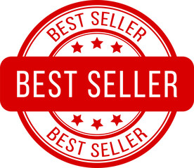 Best seller red label badges, best seller red banner emblem