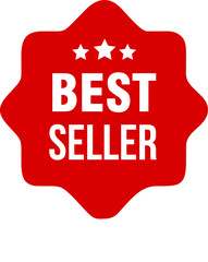 Best seller red label badges, best seller red banner emblem