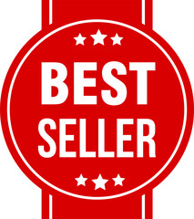 Best seller red label badges, best seller red banner emblem
