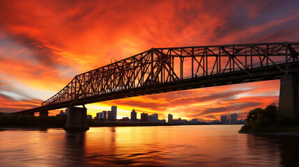Jacques-Cartier Bridge in Montreal at sunset