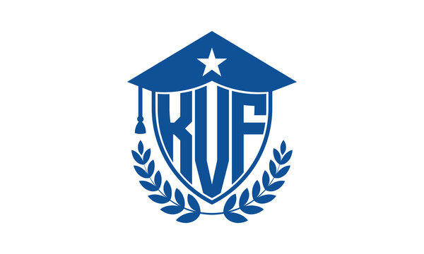 KVF three letter iconic academic logo design vector template. monogram, abstract, school, college, university, graduation cap symbol logo, shield, model, institute, educational, coaching canter, tech	